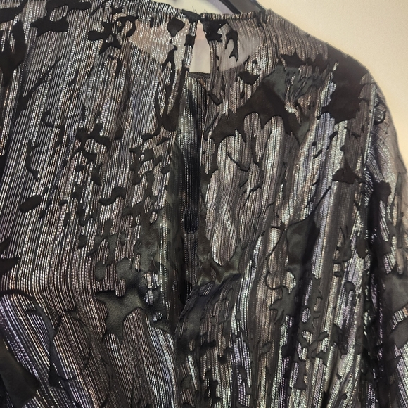 Black and Silver Zara Woman Floral Burnout Dress Medium - Picture 3 of 6